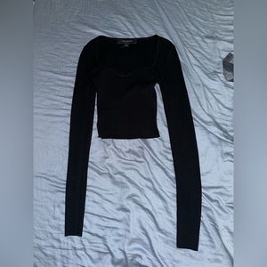 All saints black long sleeve crop top